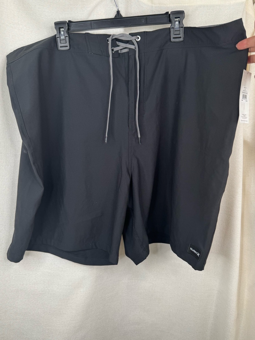 Hurley Boardshorts Men's Size 44 Black Solid Swim Surf Quick Dry Stretch
